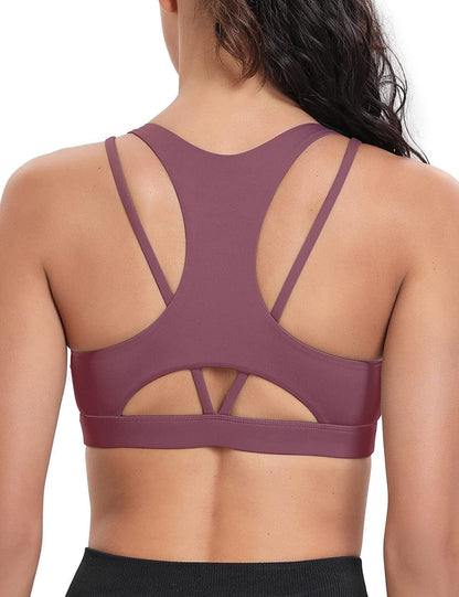 One Shoulder Sports Bra Removable Padded Yoga Top Post-Surgery Wirefree Sexy Cute Medium Support #3 Dark Red / XX-Large