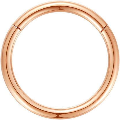 ORANGELOVE Hypoallergenic Nose Rings 20G 18G 16G 14G 12G 10G 8G 316L Surgical Steel Septum Jewelry Hinged Segment Ring Body Piercing Nose Hoop Lip Rings Nose Helix Cartilage Rook Earrings Apparel & Accessories > Jewelry > Rings ORANGELOVE 1pc 8g 10mm Rose Gold  
