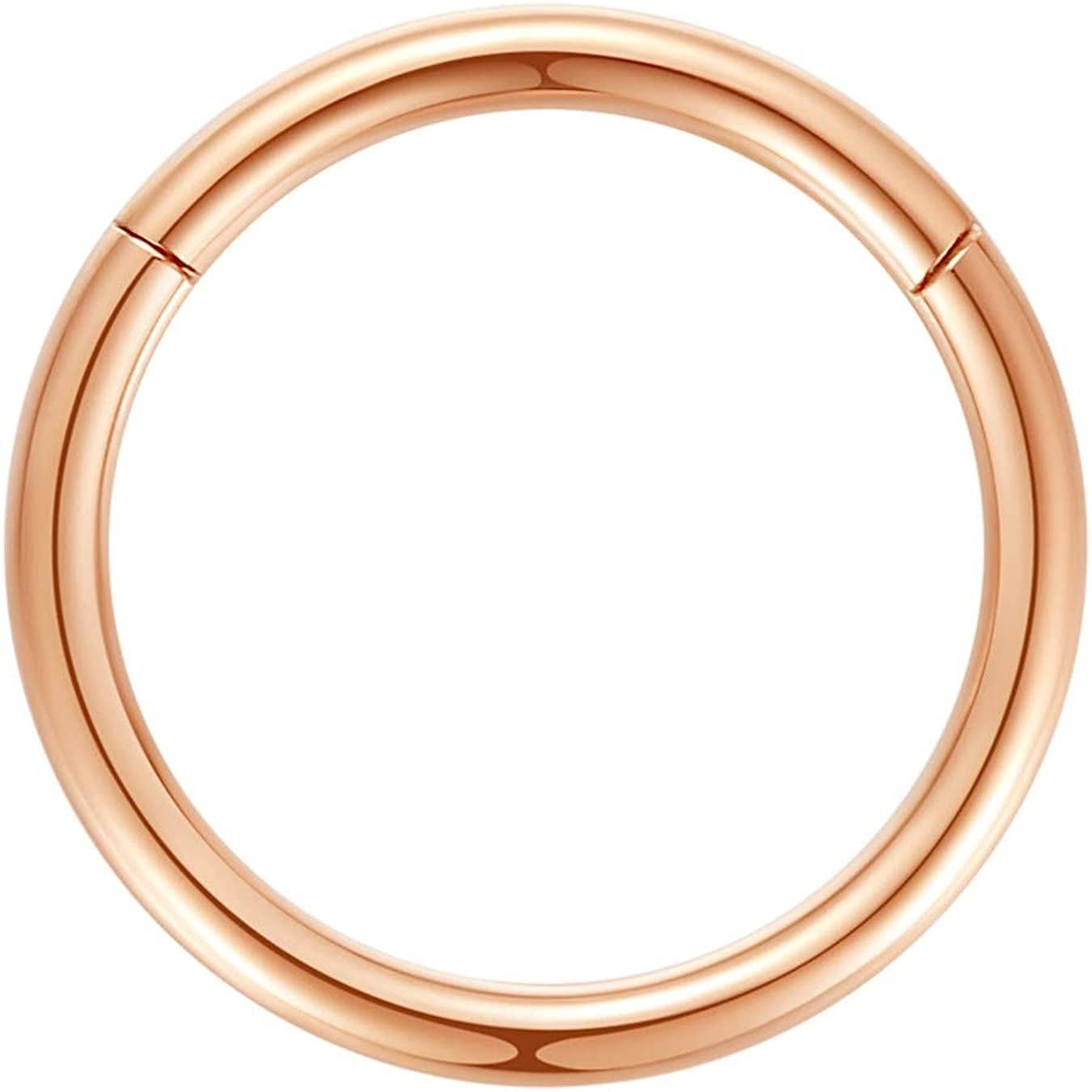 ORANGELOVE Hypoallergenic Nose Rings 20G 18G 16G 14G 12G 10G 8G 316L Surgical Steel Septum Jewelry Hinged Segment Ring Body Piercing Nose Hoop Lip Rings Nose Helix Cartilage Rook Earrings Apparel & Accessories > Jewelry > Rings ORANGELOVE 1pc 12g 14mm Rose Gold  