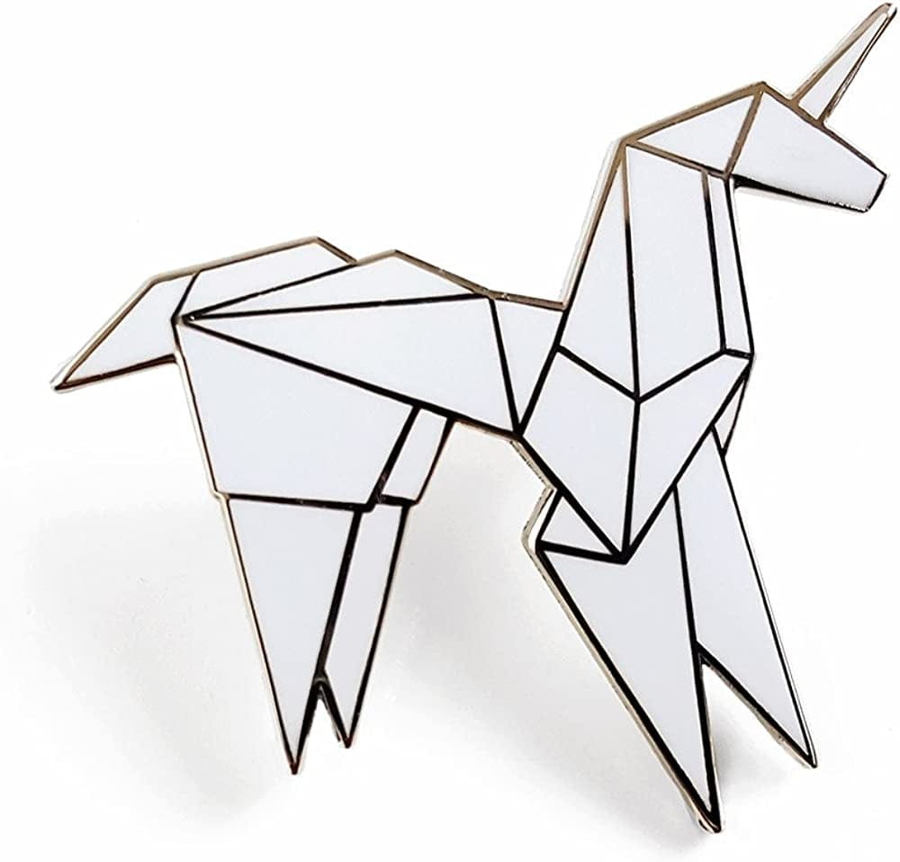 Origami Unicorn Enamel Lapel Pin