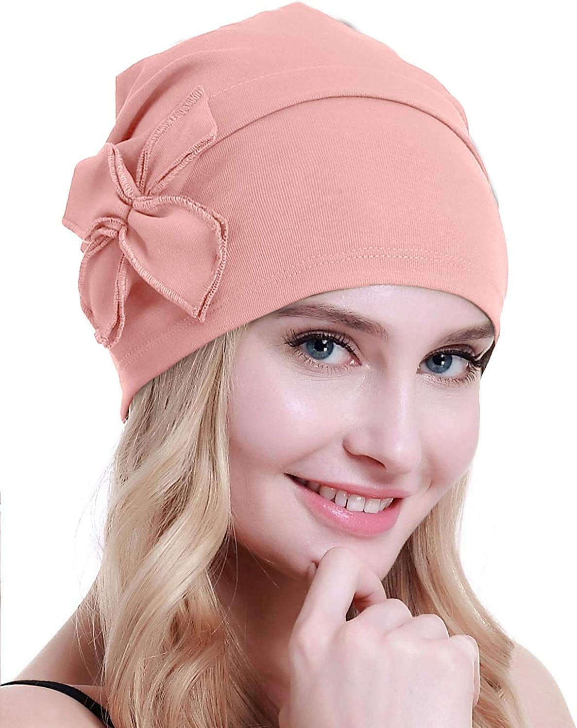 Osvyo Cotton Chemo Turbans Headwear Beanie Hat Cap for Women Cancer Patient Hairloss Apparel & Accessories > Clothing Accessories > Headwear osvyo Cotton Light Pink One Size 