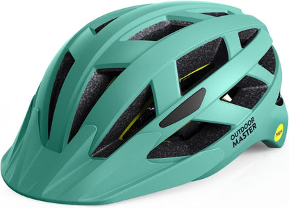 Outdoormaster Gem Recreational MIPS Cycling Helmet - Two Removable Liners & Ventilation in Multi-Environment - Bike Helmet in Mountain, Motorway for Youth & Adult Mint Green / Medium