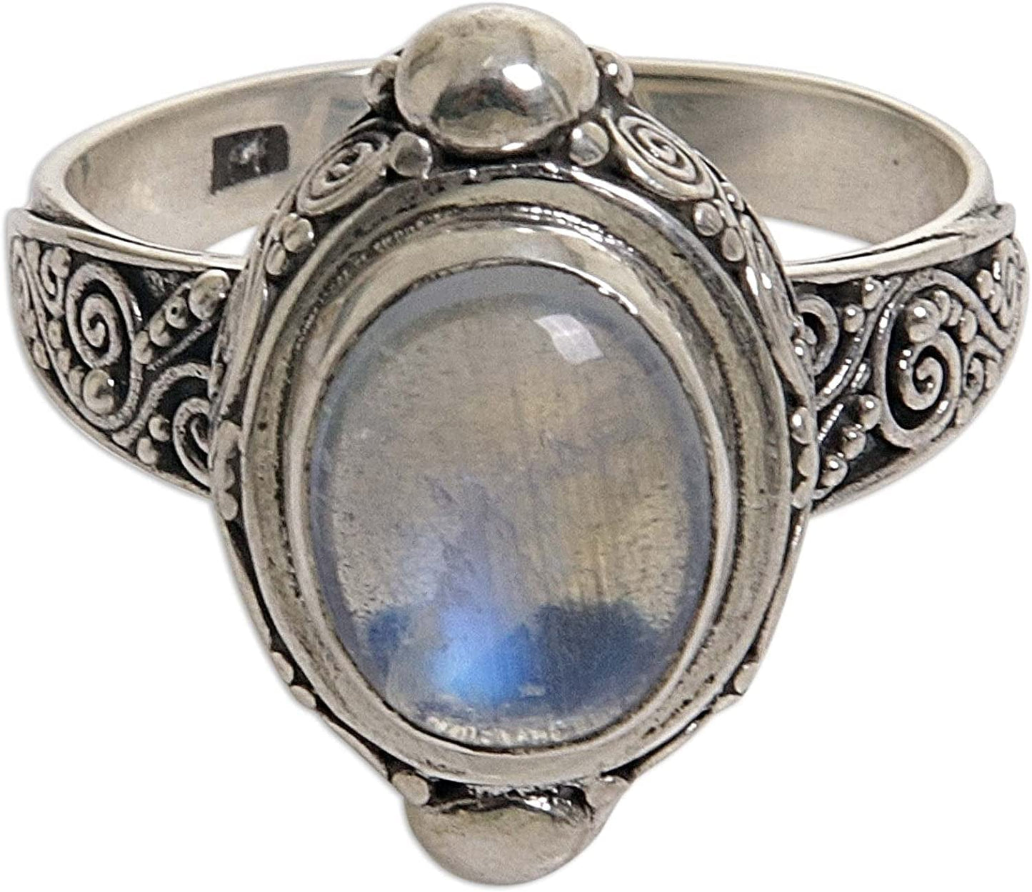 Oval Rainbow Moonstone .925 Sterling Silver Cocktail Ring, Magic Portal'
