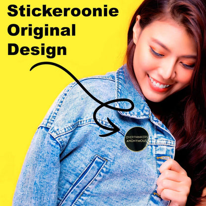 Overthinkers Anonymous Funny Enamel Lapel Pin. 1.1 Inch Size. Black Gold Enamel Pins, Hat Pins, Jean Pins, Backpack Pins