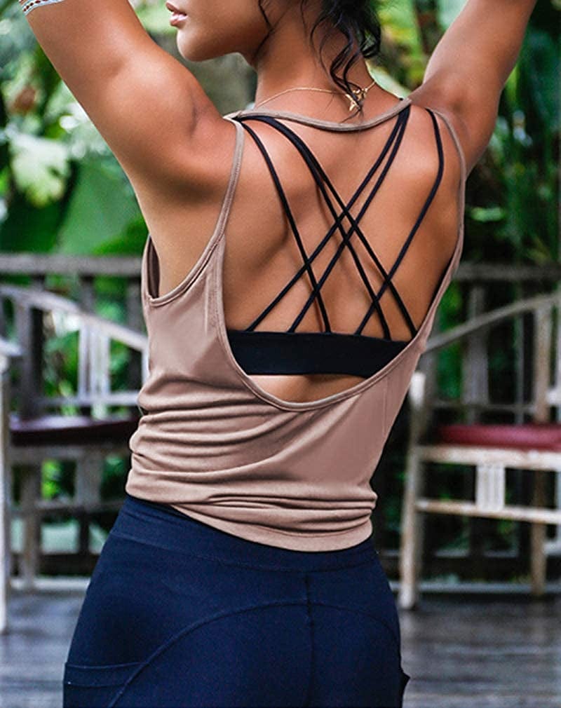 OYANUS Womens Summer Workout Tops Sexy Backless Yoga Shirts Open Back Activewear Running Sports Gym Quick Dry Tank Tops