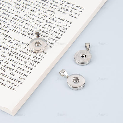 , Pack of 20 Hang Snap Base Pendant 18Mm for Interchangeable Snaps Charms Jewelry Making Silver