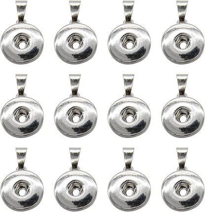 , Pack of 20 Hang Snap Base Pendant 18Mm for Interchangeable Snaps Charms Jewelry Making Silver