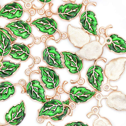 Pack of 80 Coconut Tree Enamel Charms Gold Plated Colored Pendants Hawaii Style Accessories for Necklace Bracelet Jewelry Making DIY Crafting VID311 Green Leaves