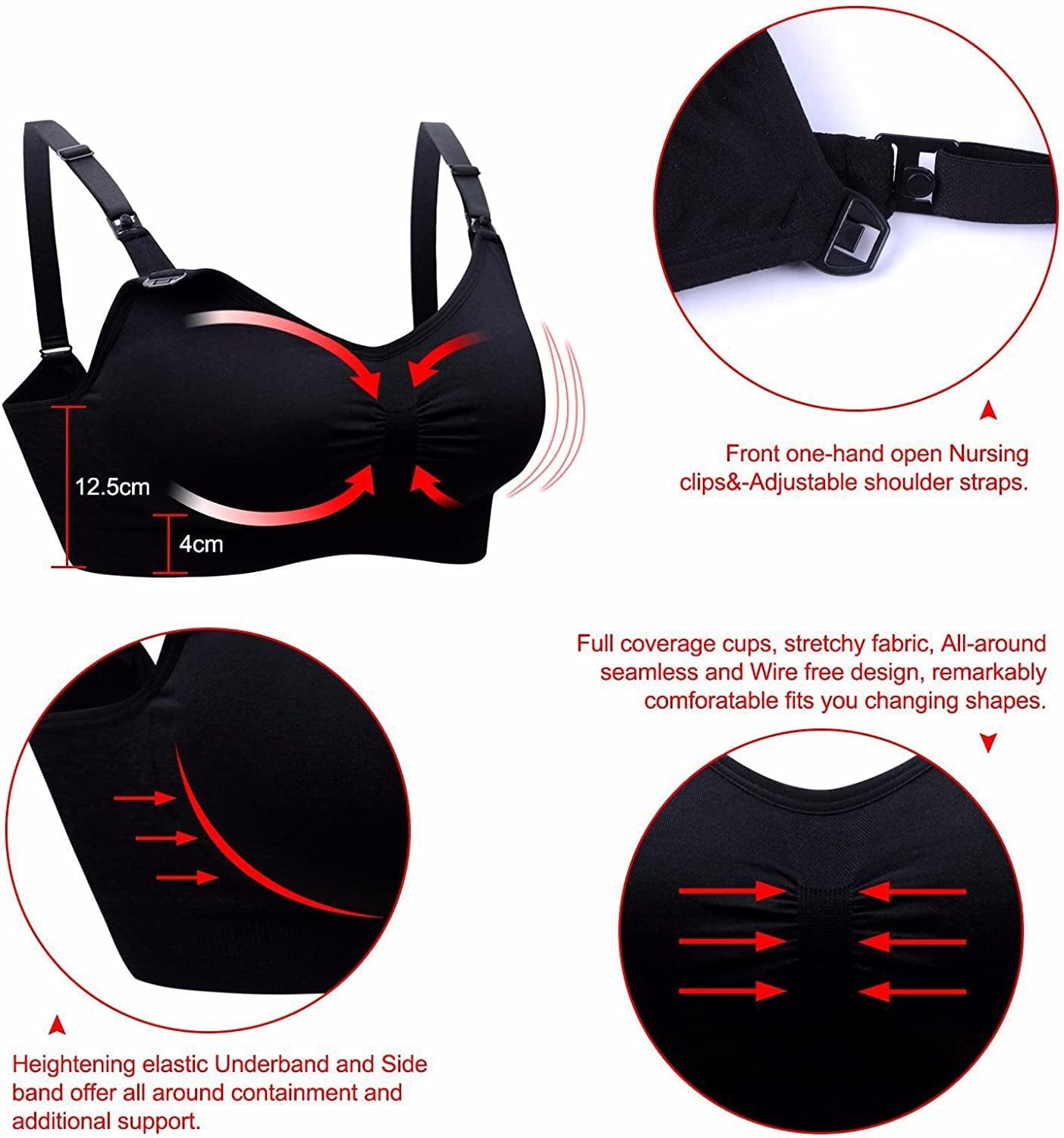 Padded Nursing Bra for Women Sleep Maternity Bralette for Breastfeeding Pack of 5
