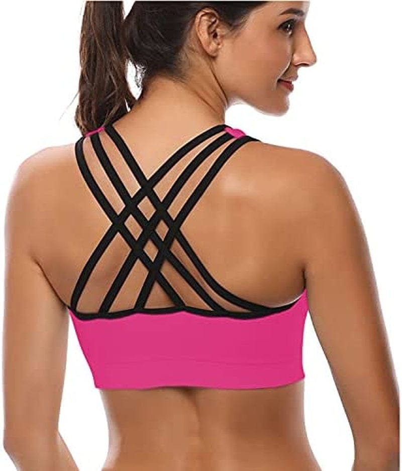 Padded Sports Bras for Women - Activewear Tops for Yoga Running Fitness Pack of 3
