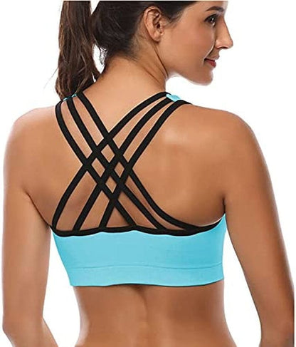 Padded Sports Bras for Women - Activewear Tops for Yoga Running Fitness Pack of 3