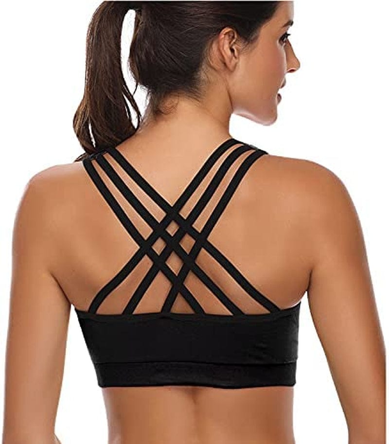 Padded Sports Bras for Women - Activewear Tops for Yoga Running Fitness Pack of 3