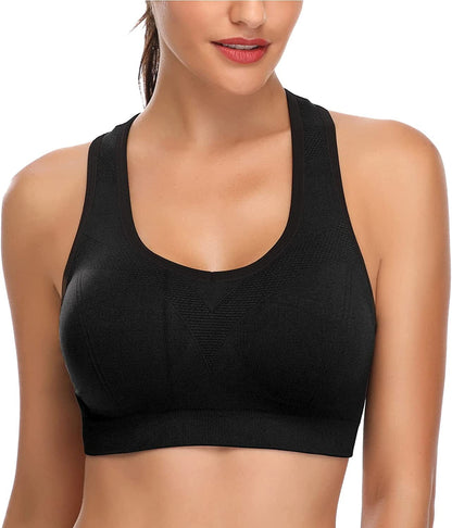 Padded Sports Bras for Women - Activewear Tops for Yoga Running Fitness Pack of 3