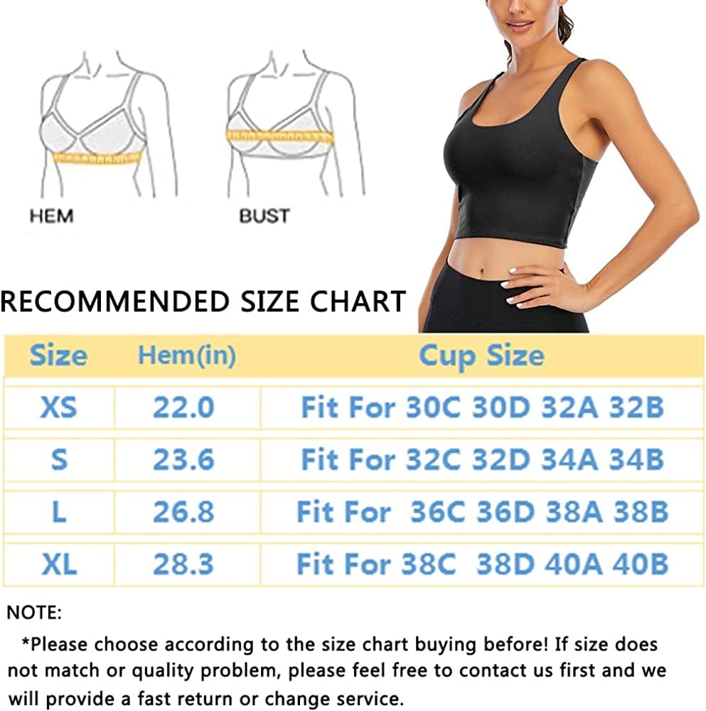 Padded Strappy Sports Bra for Women Longline Yoga Tank Top Fitness Bra Camisole Crop Tops Workout Running