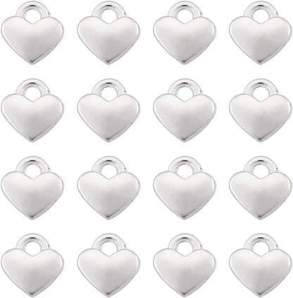 Pandahall 100Pcs Tibetan Style Heart Alloy Pendants 9.5-18 X 9.5-17Mm 10 Style Antique Silver Sweet Heart Charms for DIY Earring Bracelet Jewelry Making Heart,100Pcs,Silver