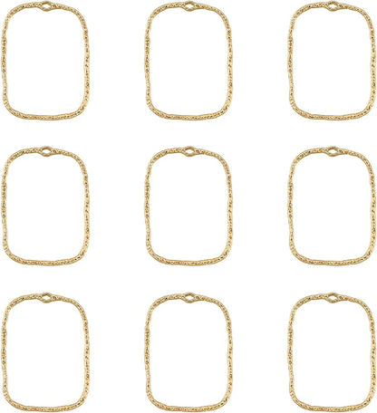 Pandahall Open Back Bezel Charms Epoxy Resin Pressed Flower Blank Hollow Pendant KC Gold-Rectangle / Rectangle-33x23.5mm