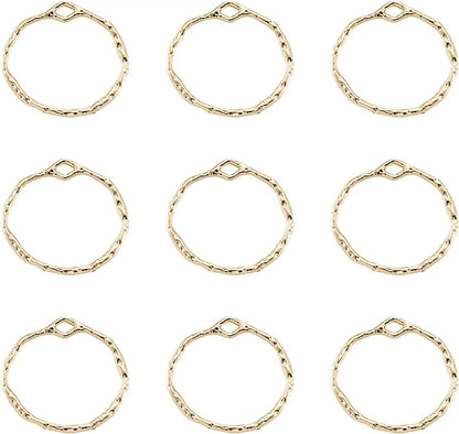 Pandahall Open Back Bezel Charms Epoxy Resin Pressed Flower Blank Hollow Pendant KC Gold-Ring*2 / Ring-21mm