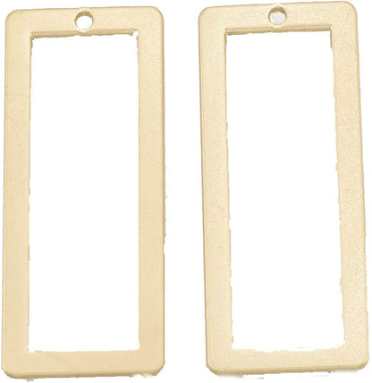Pandahall Open Back Bezel Charms Epoxy Resin Pressed Flower Blank Hollow Pendant Matte Gold-Rectangle / Rectangle-37x1.5mm