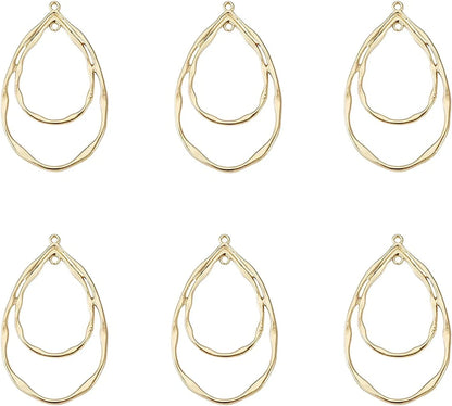 Pandahall Open Back Bezel Charms Epoxy Resin Pressed Flower Blank Hollow Pendant KC Gold-Teardrop / Teardrop-47.5x28.5mm