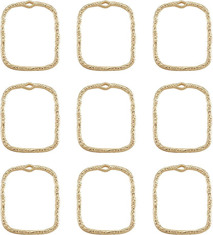 Pandahall Open Back Bezel Charms Epoxy Resin Pressed Flower Blank Hollow Pendant KC Gold-Rectangle*2 / Rectangle-20.5x17mm