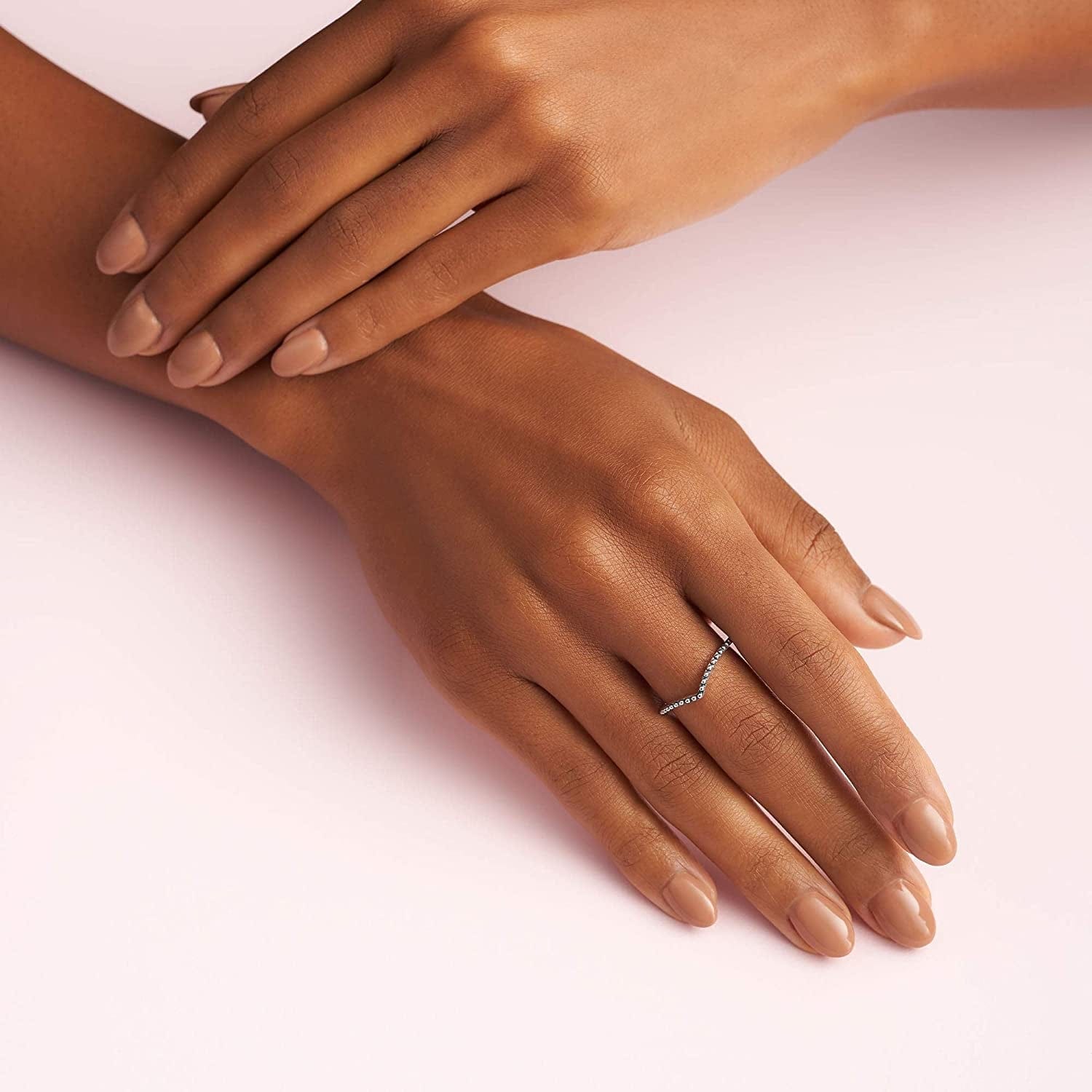 Pandora Jewelry Beaded Wishbone Sterling Silver Ring