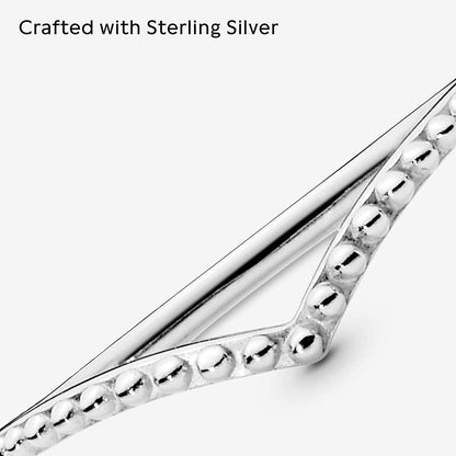 Pandora Jewelry Beaded Wishbone Sterling Silver Ring