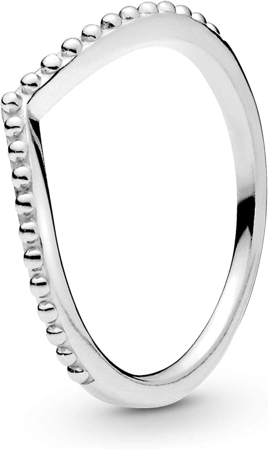 Pandora Jewelry Beaded Wishbone Sterling Silver Ring 8.5