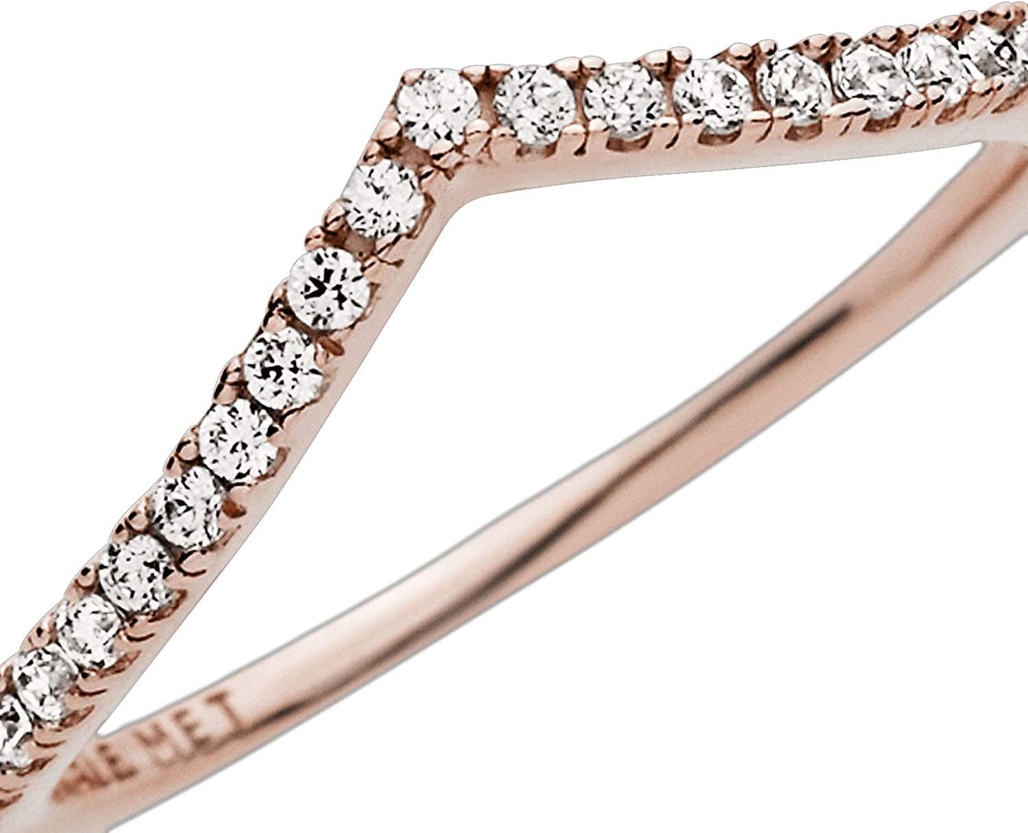 Pandora Jewelry Sparkling Wishbone Cubic Zirconia Ring in Pandora Rose