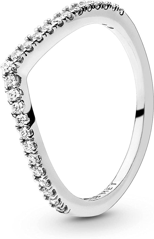 Pandora Jewelry Sparkling Wishbone Cubic Zirconia Ring in Sterling Silver 7.5