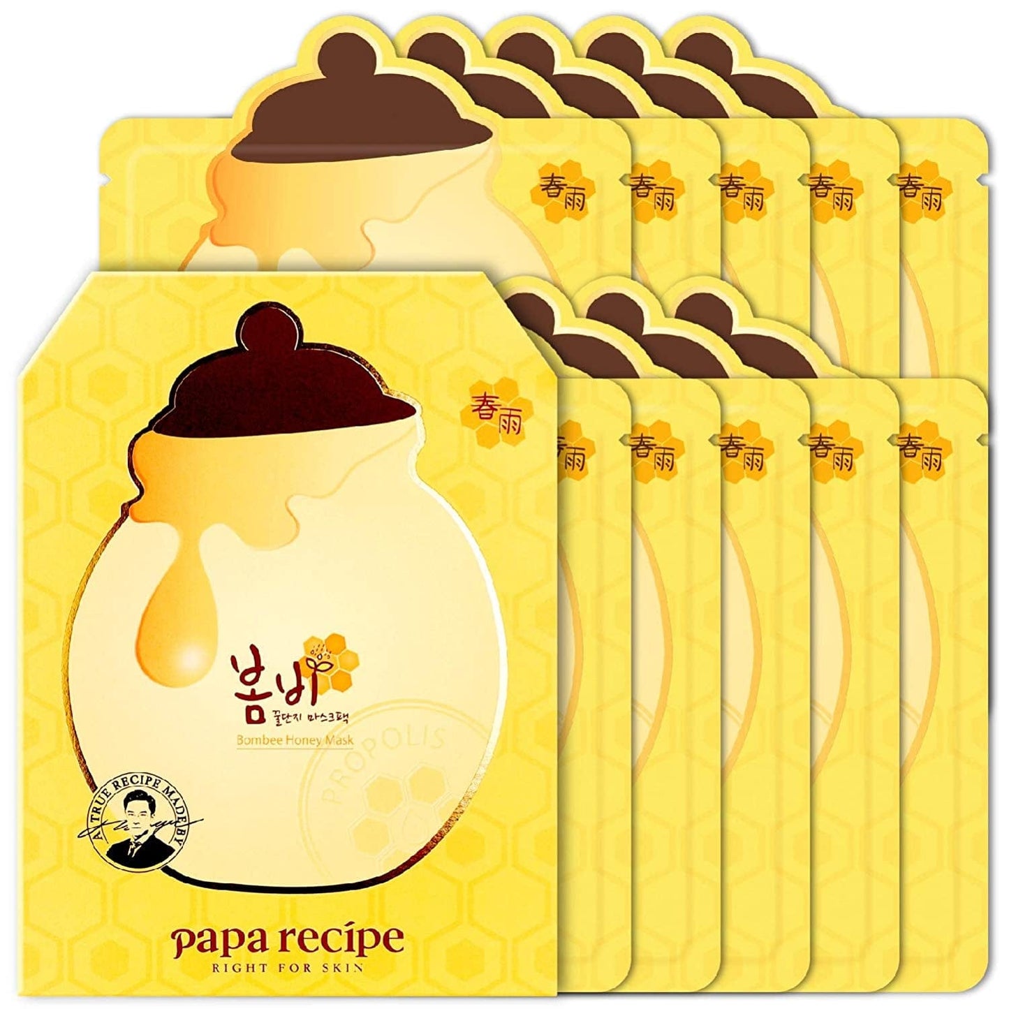 [Papa Recipe] Bombee Honey Mask Pack 25G * 10 Sheets - Sheet Mask, Facial Skin Care, Deep Moisturizing Serum for Dry Skin - Korean Skin Care, K-Beauty Health & Beauty > Personal Care > Cosmetics > Cosmetic Tools > Skin Care Tools PAPA RECIPE RIGHT FOR SKIN Yellow  