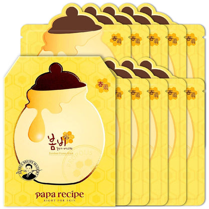 [Papa Recipe] Bombee Honey Mask Pack 25G * 10 Sheets - Sheet Mask, Facial Skin Care, Deep Moisturizing Serum for Dry Skin - Korean Skin Care, K-Beauty Health & Beauty > Personal Care > Cosmetics > Cosmetic Tools > Skin Care Tools PAPA RECIPE RIGHT FOR SKIN Yellow  