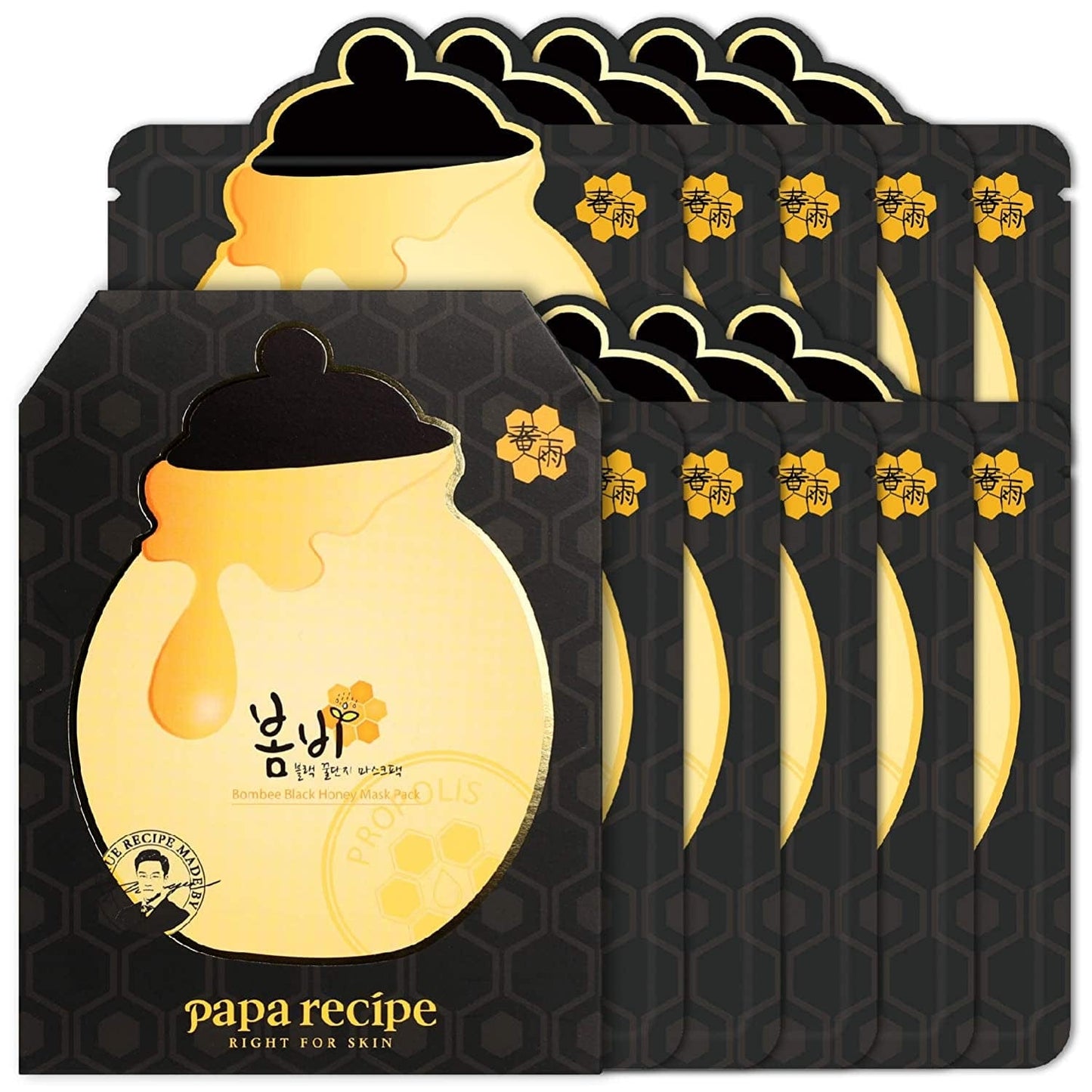 [Papa Recipe] Bombee Honey Mask Pack 25G * 10 Sheets - Sheet Mask, Facial Skin Care, Deep Moisturizing Serum for Dry Skin - Korean Skin Care, K-Beauty Health & Beauty > Personal Care > Cosmetics > Cosmetic Tools > Skin Care Tools PAPA RECIPE RIGHT FOR SKIN Black  