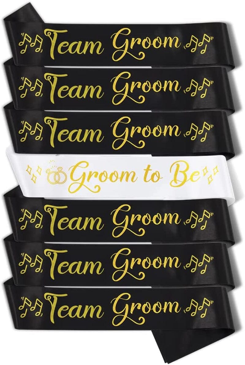 Party to Be Groom to Be Sash Set Wedding Stag Night Bachelor Party Decoration Black Apparel & Accessories > Clothing Accessories > Sashes Party to Be Set A (Groom+Team 7 PCS)  