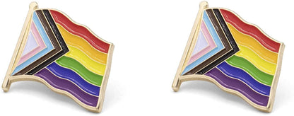 Patriotic Pins Progress Pride Flag Lapel Pin - Quantity Options | 1” X 1-½" | USA Made | LGBTQ+ All Inclusive Gay Wearables | Brass Gold Plated | Travel Pouch & Gift Box 2