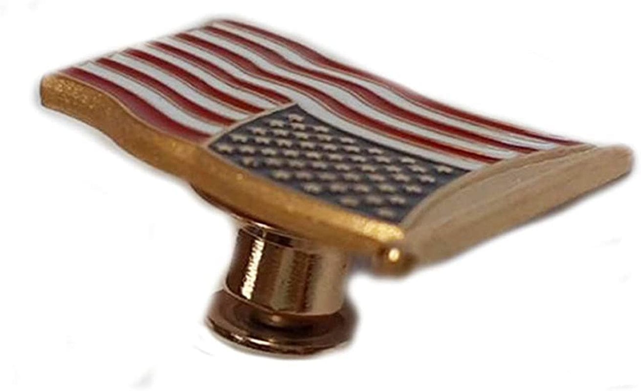 Patriotic Pins Waving American Flag Hat & Lapel Pin - Single Pin | Made in the USA | 7/8" X 7/8" | Brass Gold Plate | Red, White and Blue Enamel Stripes | Travel Pouch & Gift Box Included