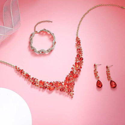 Paxuan Wedding Bridal Prom Crystal Rhinestone Necklace Earrings Bracelet Tiaras Crown Jewelry Sets for Bride Bridesmaid Wedding Dress