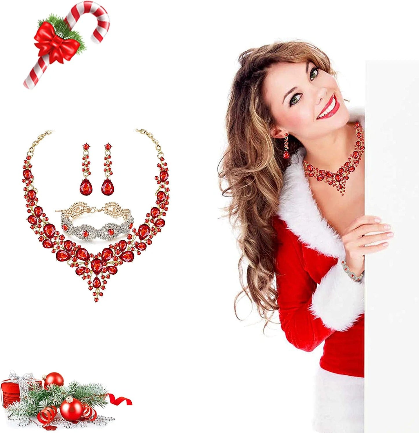 Paxuan Wedding Bridal Prom Crystal Rhinestone Necklace Earrings Bracelet Tiaras Crown Jewelry Sets for Bride Bridesmaid Wedding Dress