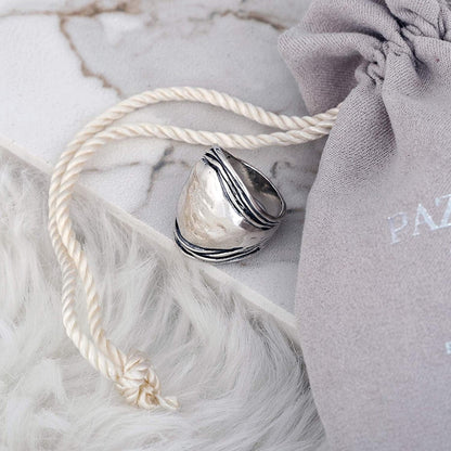 Paz Creations .925 Sterling Silver Hammered Dome Ring