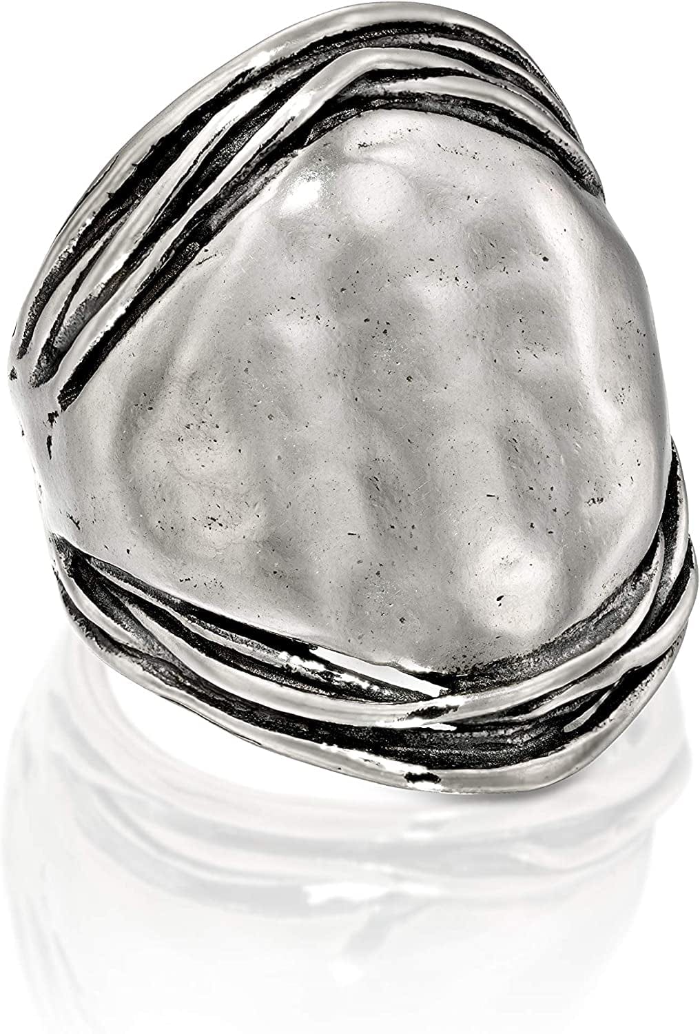 Paz Creations .925 Sterling Silver Hammered Dome Ring
