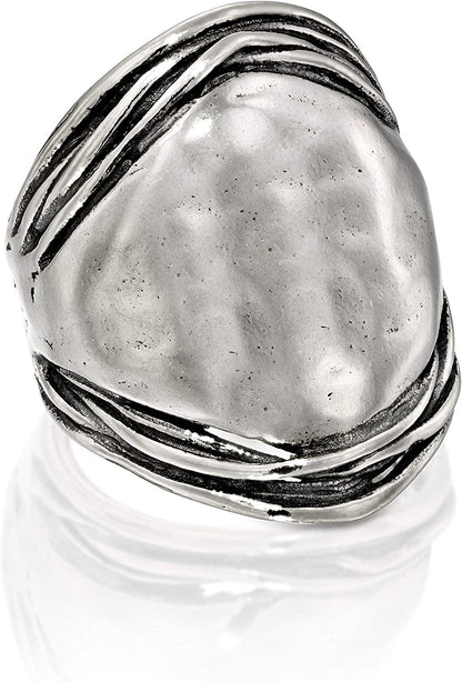 Paz Creations .925 Sterling Silver Hammered Dome Ring