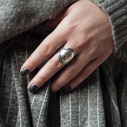 Paz Creations .925 Sterling Silver Hammered Dome Ring