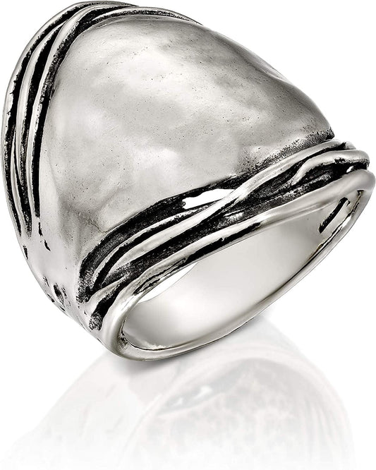 Paz Creations .925 Sterling Silver Hammered Dome Ring 5