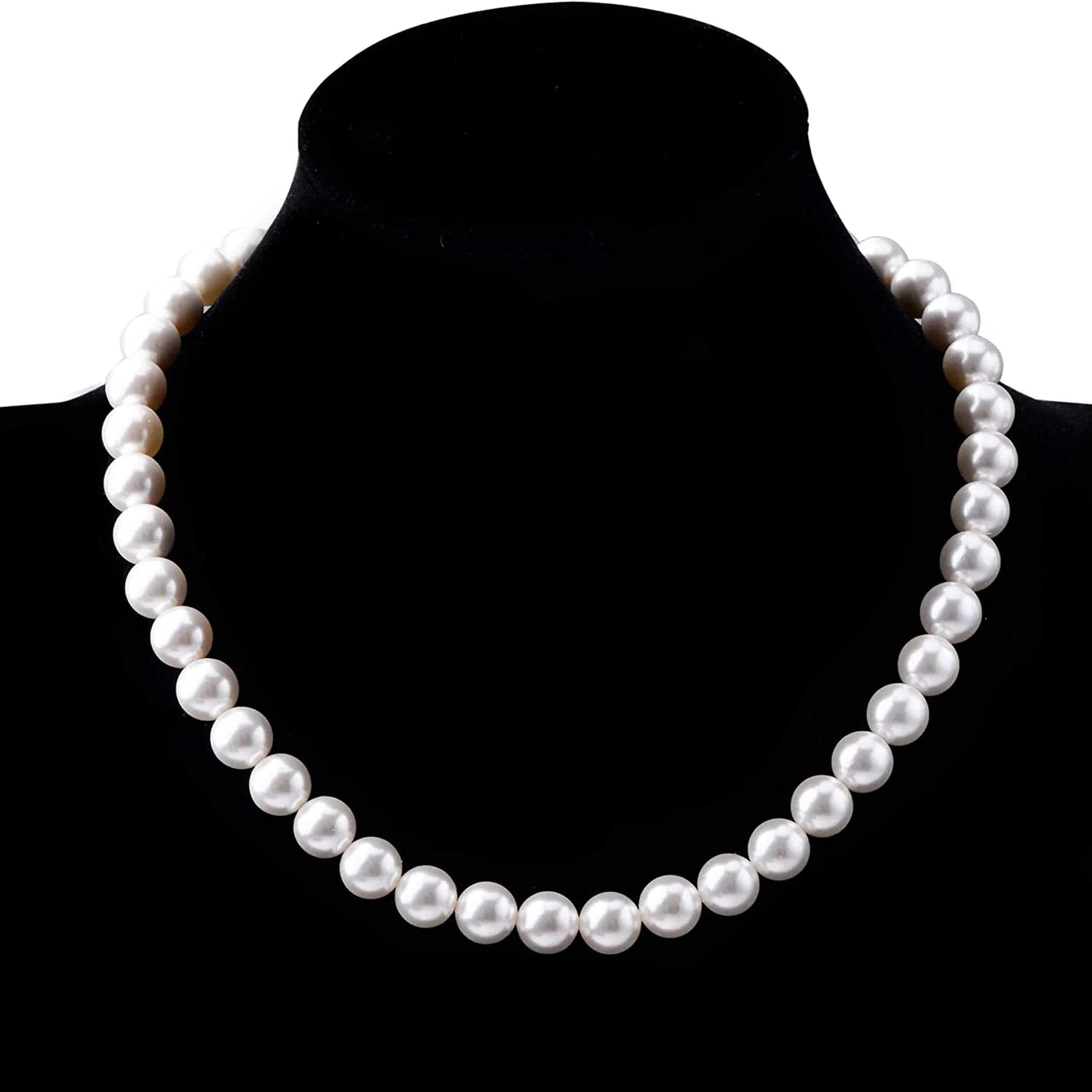 Pearl Necklace Set for Women Girls, 8Mm round Shell Pearl Includes Stunning Bracelet and Dangle Earrings 3 Piece Jewelry, Birthday Christmas Gift for Mom Wife Sister Best Friend, Gift Box