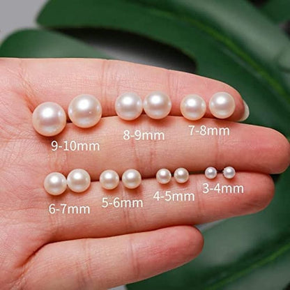 Pearls Necklace Sets for Women AAAA+ Freshwater Cultured round Pearl Necklace and Earring Sets 925 Sterling Silver Cubic Zirconia Jewelry Sets for Women Birthday Wife Sister Friend (9-10Mm)