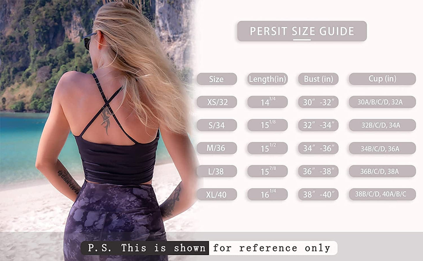 PERSIT Sports Bras Women Low Impact Removable Padded Workout Tops Longline Criss-Cross Back Crop Tank Top