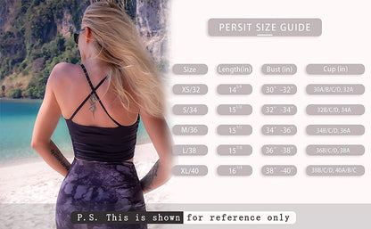 PERSIT Sports Bras Women Low Impact Removable Padded Workout Tops Longline Criss-Cross Back Crop Tank Top