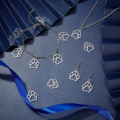 PH Pandahall 150Pcs Puppy Dog Paw Prints Charms Antique Silver Tibetan Alloy Flat Animal Cat Bear Footprint Charms Pendant Beads Charms for DIY Bracelet Necklace Jewelry Making