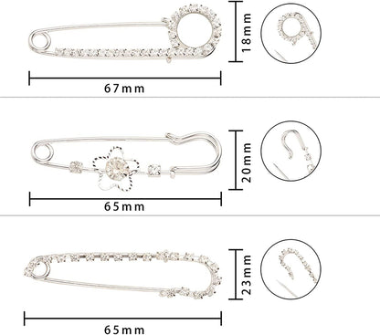 PH Pandahall 6Pcs Brooch Pins Brooches Rhinestones Flower Heart Safety Pin Brooch Jewelry for Women Scarf Lapel Collar Sweater Hat Christmas Valentine'S Gifts
