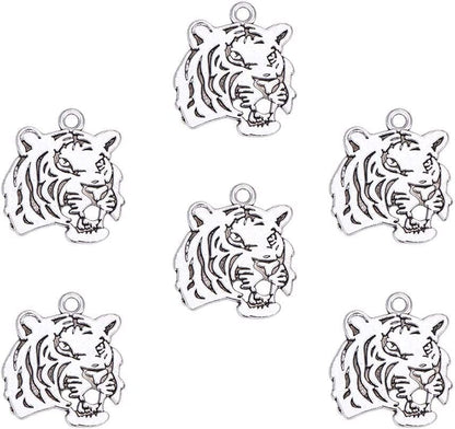 PH Pandahall 90Pcs 15 Style Ocean Fish Charms Tibetan Seashell Marine Pendants Antique Silver Animal Sea Creatures Charms Pendants for Wakiki Hawaii DIY Bracelet Necklace Keychain Jewelry Making Antique Silver Tiger - 30pcs
