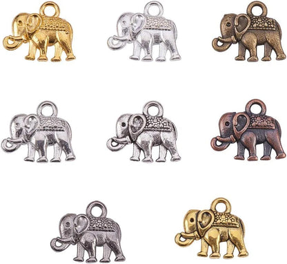 PH Pandahall 90Pcs 15 Style Ocean Fish Charms Tibetan Seashell Marine Pendants Antique Silver Animal Sea Creatures Charms Pendants for Wakiki Hawaii DIY Bracelet Necklace Keychain Jewelry Making 8 Colors Elephant - 160pcs